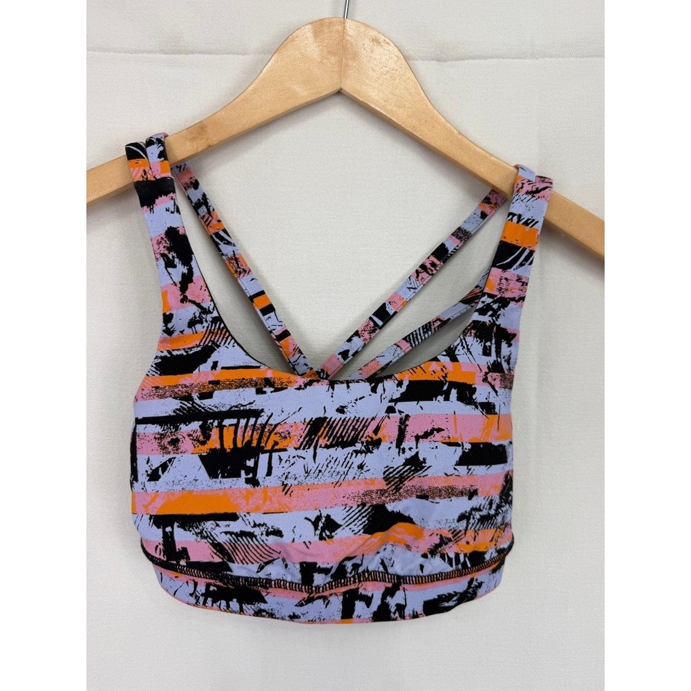 Lululemon Energy Bra Luxtreme Sports Bra Womens 4 Purple Orange Abstract Print